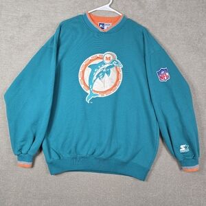 Miami Dolphins Sweatshirt Men Large Vintage Starter 90s NFL Football Sweater
